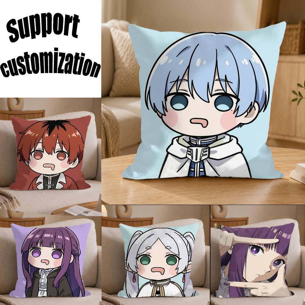 Anime ChibiS of FFrieren Square Sofa Pillow Cover Solid Color Living Room Home Decor Cushion Case