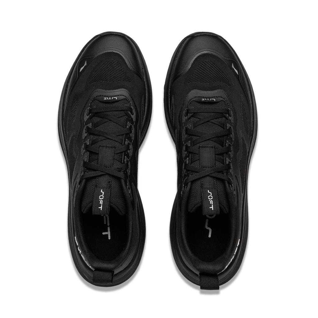 Li Ning Soft Lite Cushioning Slip Resistant Abrasion Resistant Breathable Lightweight Low top Casual Shoes Men's Black AGLU161-1