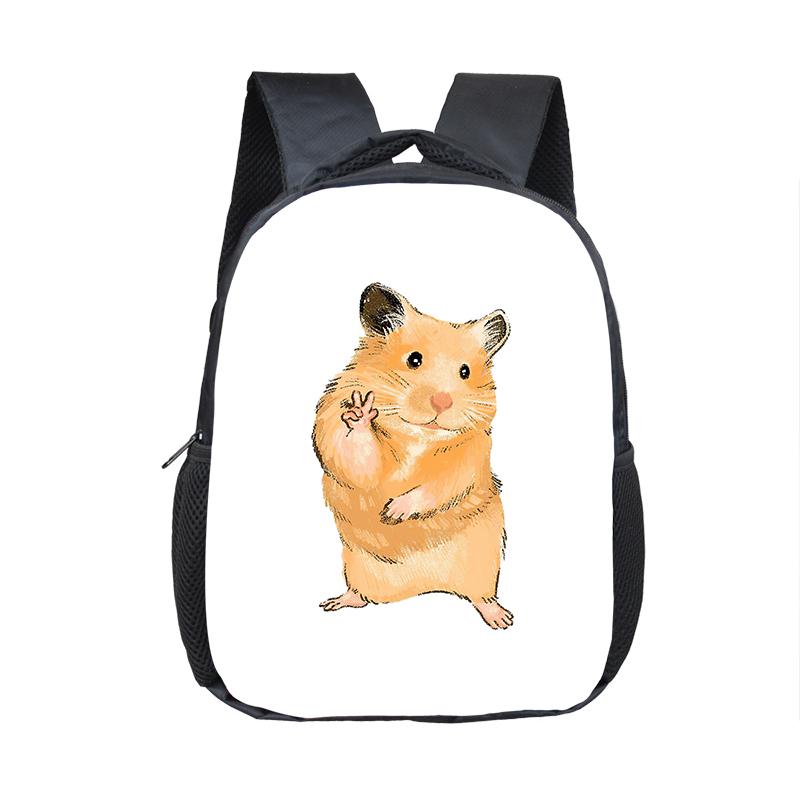 Cartoon Hamster / Pet Guinea Pig Print Backpack  Kids Schoolbags Boy Girl Kindergarten Baby Toddler Bookbag