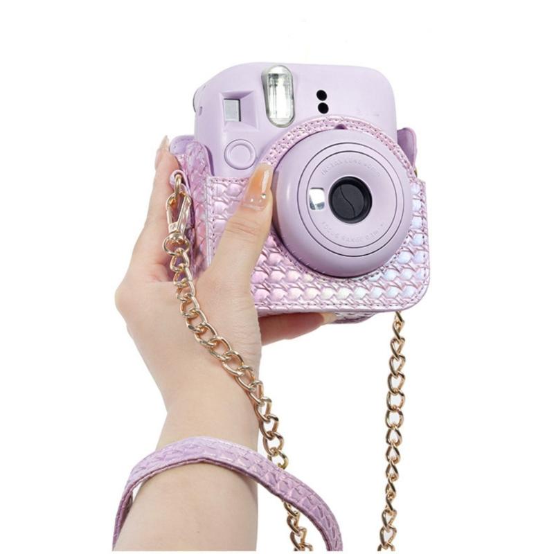 Měkké pouzdro na fotoaparát PU kožený kryt s ramenním popruhem pro instantní fotoaparát Mini12