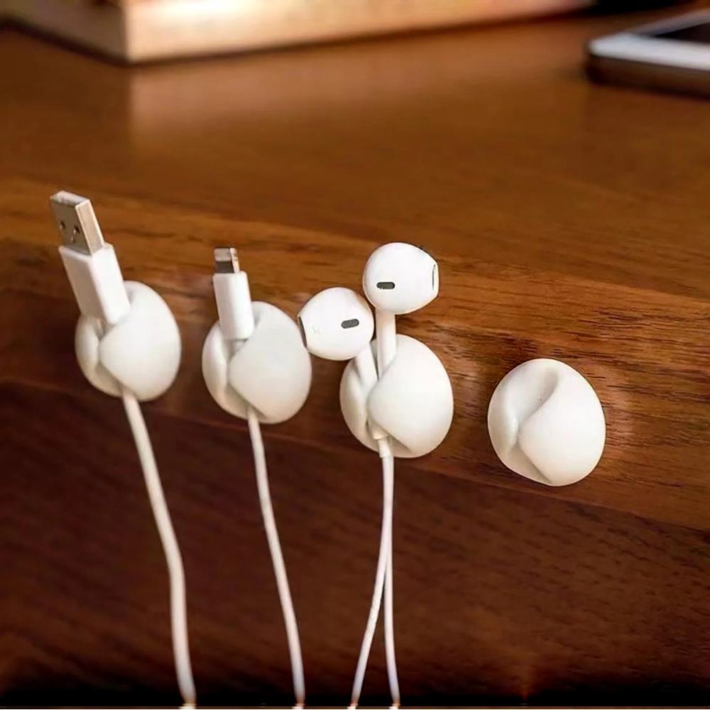 1-3-6pcs Cable Clips Organizer for Phone Charging Cable, Cable Holder for Computer, USB Cable, Mouse, Headphone Cable - White