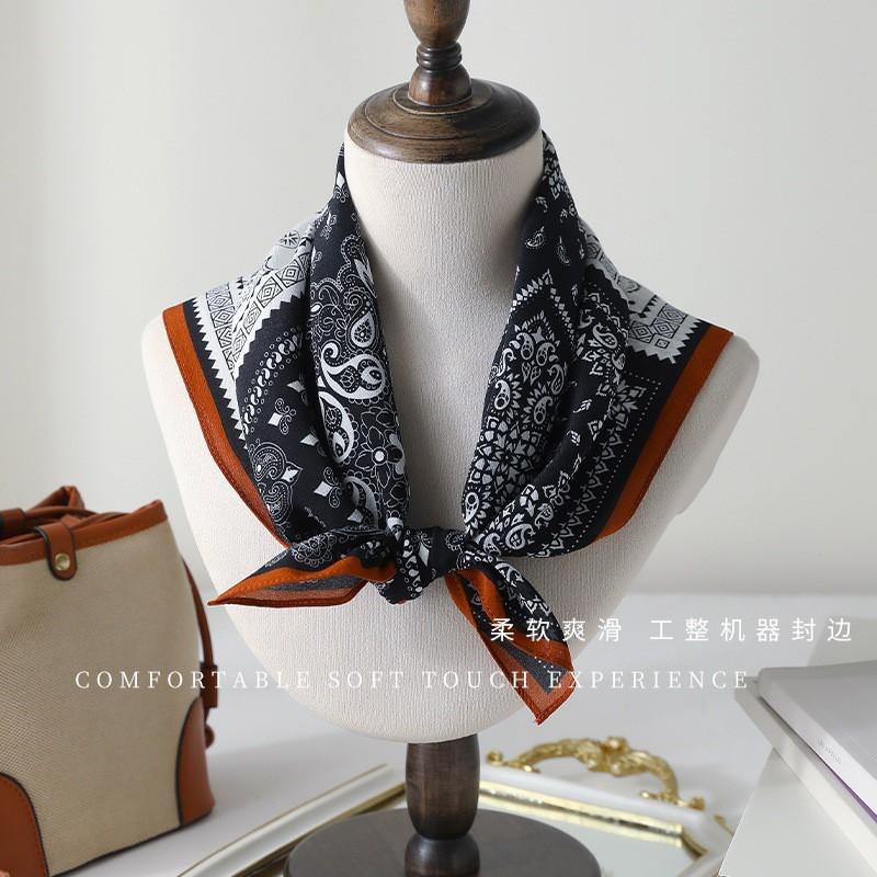 100% Pure Silk Square Scarf With Paisley Print Lightweight Wrap Women