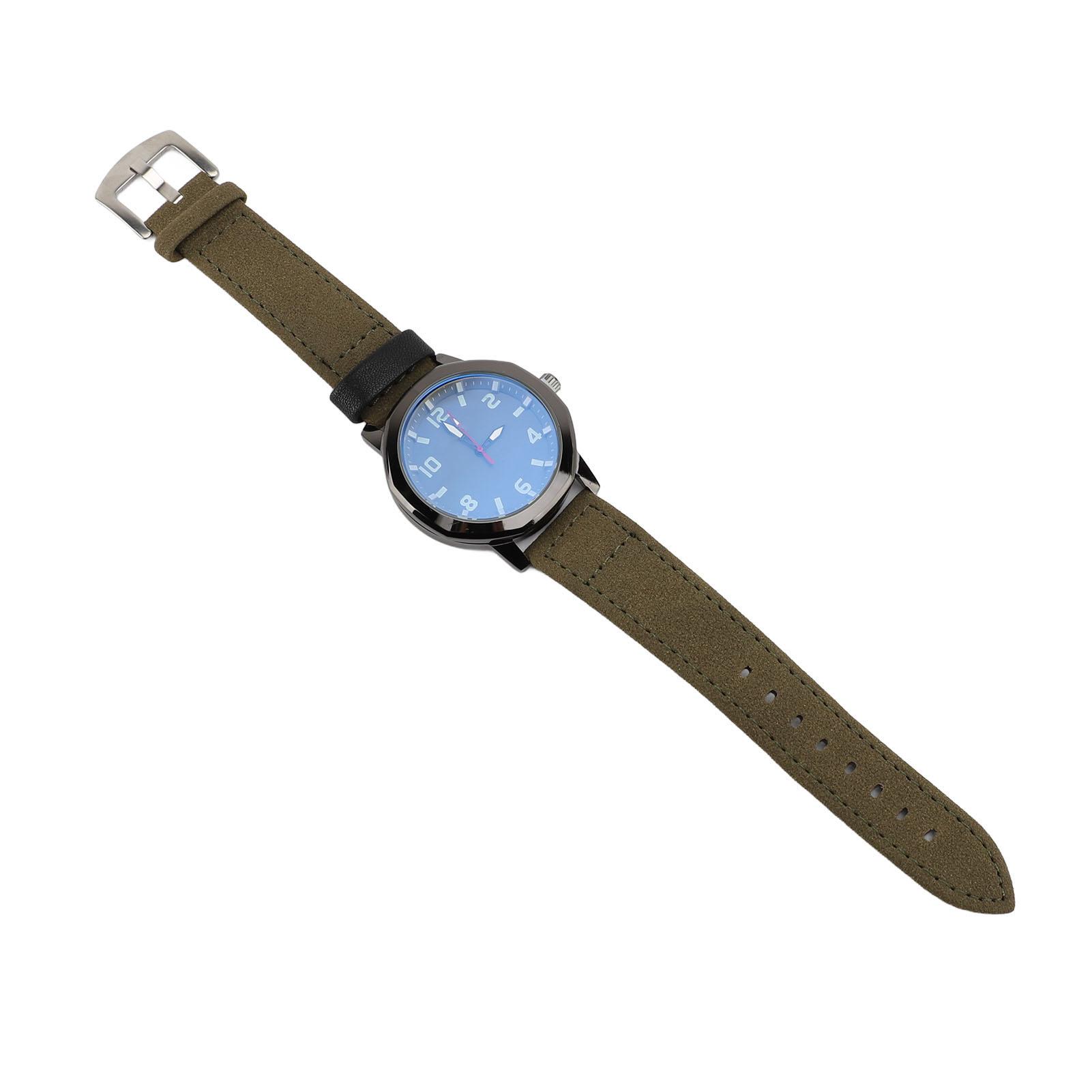 

Men Analog Watch Fashion Casual PU Lther Strap Round Face Mineral Glass sy Rding Quartz Wrist Watch for Indoor Outdoor Activities