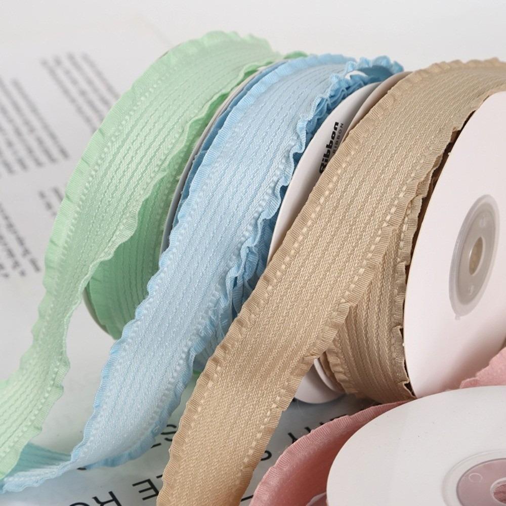 9M/Roll 25MM Width Falbala Ruffled Ribbon Lotus Leaf Shape Ruffled Ruffled Ribbon Macaron Colors Hair Bows Ribbon DIY Crafts