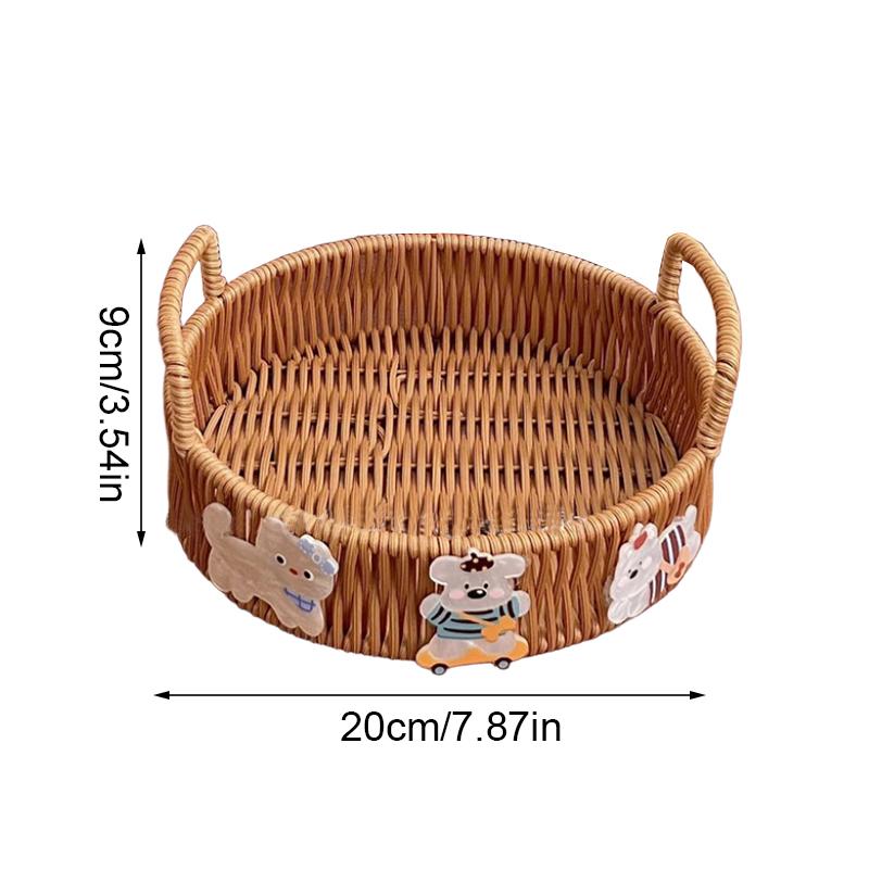 

1 шт. ротанговая корзина с ручкой для еды домашняя тарелка кухонная круглая форма плетеная корзина для фруктов и овощей 3 размера S