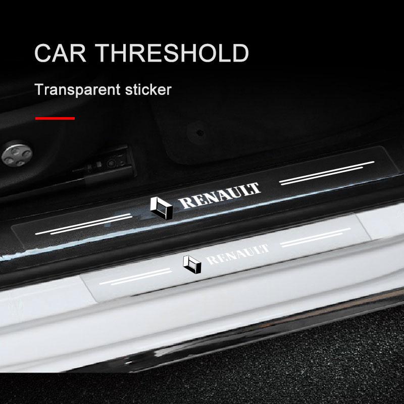 4Pcs Car Threshold Protector Transparent Decorative Badge 3D Sticker For Renault Dacia Koleos 1 Clio Laguna 2 Megane 2 3 Duster Logan Captur