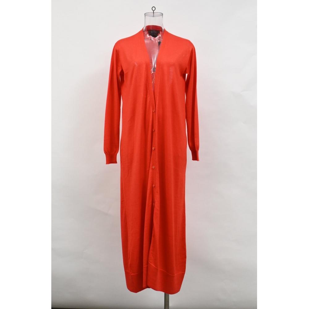SalVatore Ferragamo Ferragamo V Neck Long Cardigan In Orange VirgIn Wool Orange