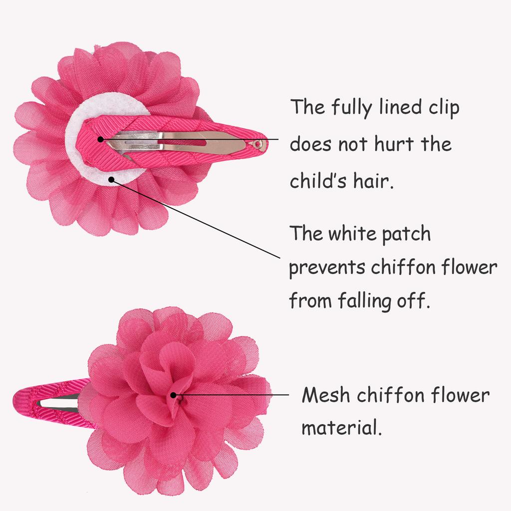 6Pcs Cute Chiffon Flower Slip Bangs Hair Clip, Princess Hair Accessory, Suitable for Girls Daily Use, Ideal Choice As a Gift