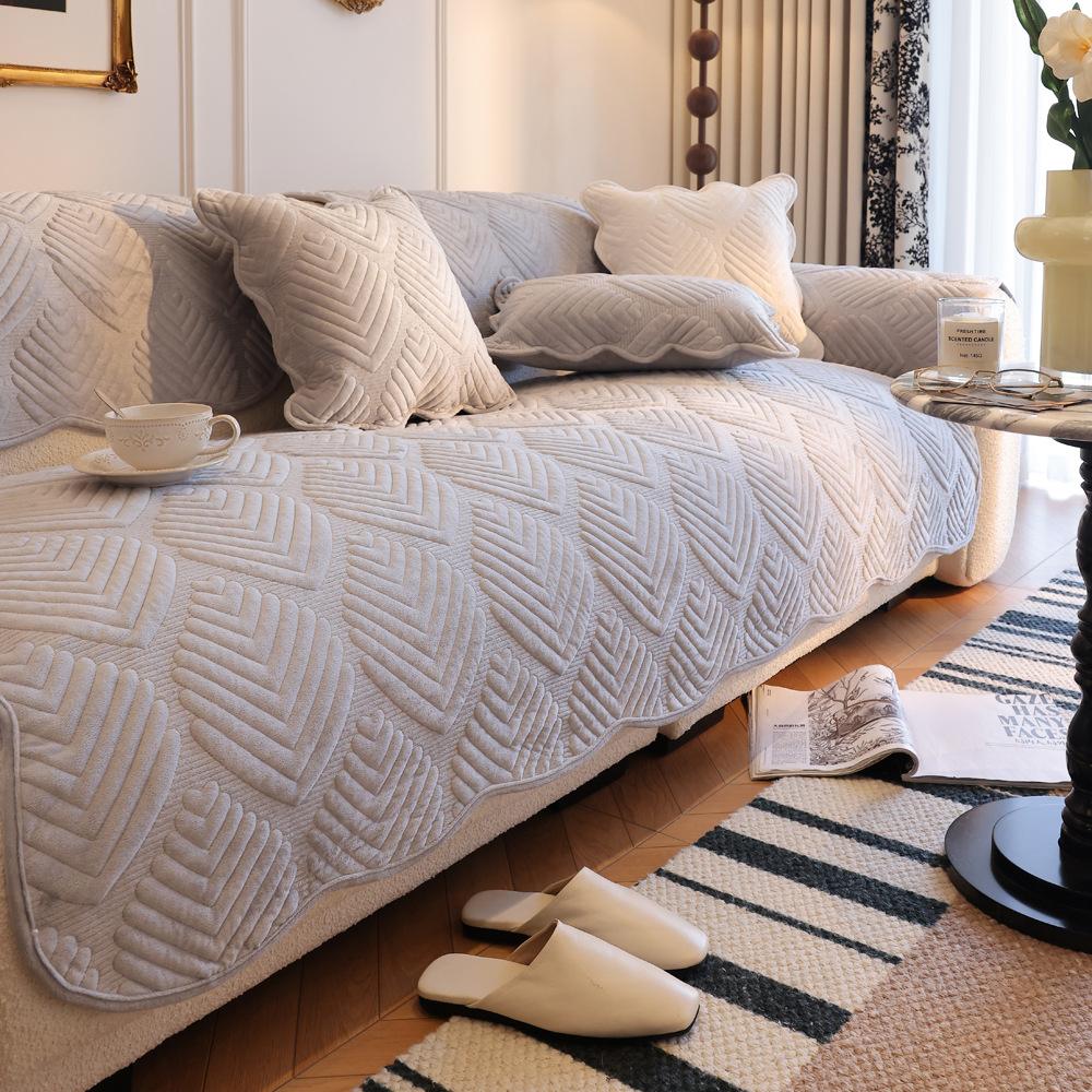 Cross-Border New Milk Fleece Quilted Sofa Cushion Plush Autumn And Winter Sofa Cover Sofa Towel Cover Cloth Seat Cushion