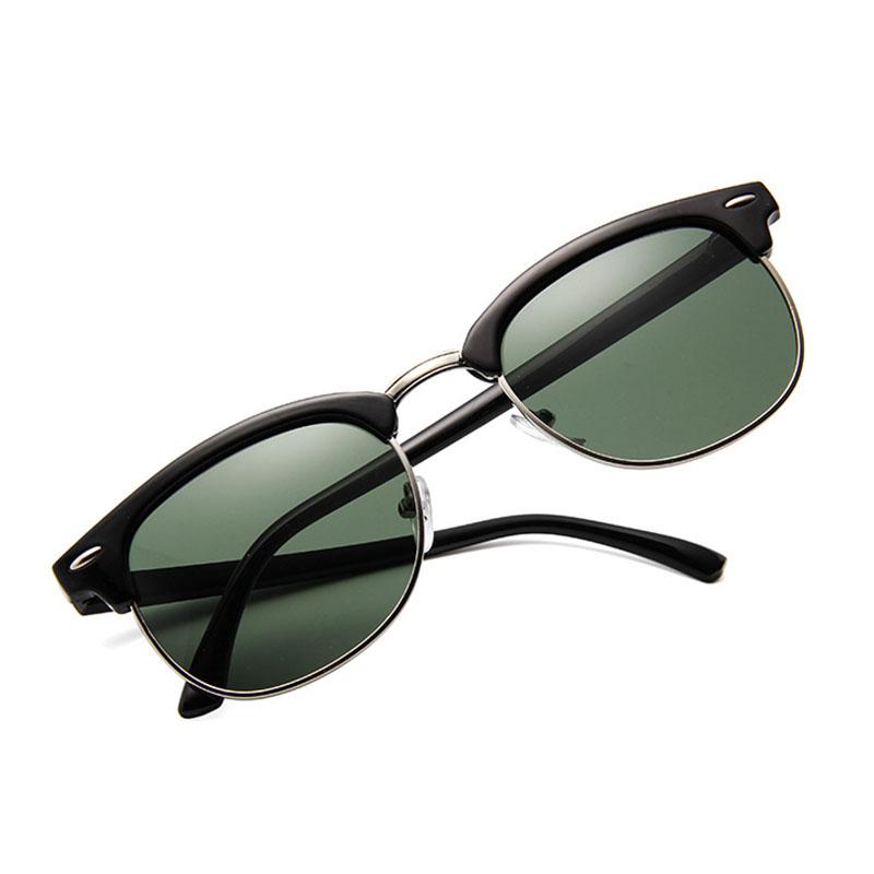 2PCS Classic Half Frame Sunglasses Men Women Fashion Sunglasses Male Rivet Popular Driving Eyewear