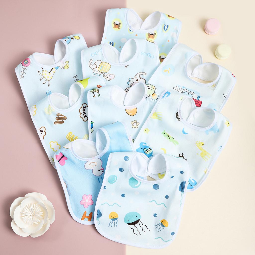 Random 4/6/8/10PCS Baby Bibs Cotton Waterproof Bib Children Feeding Clothes Protection Kids Toddler Scarf for Newborns Boys Girl