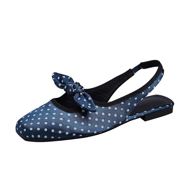 Summer Shoes Women Sandals Flat Polka Dot Elegant Ladies Brand Shoes Fashion Luxury Flat Sandals White Blue Plus Size 43