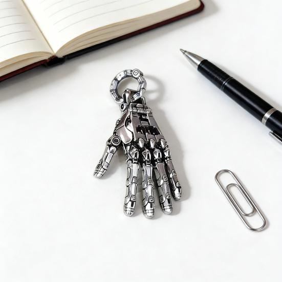 Mekanisk Hand Hänge Steampunk Halsband Hänge Retro Articulerade Fingerleder Robot Hand Berlock Smycken för Män Kvinnor