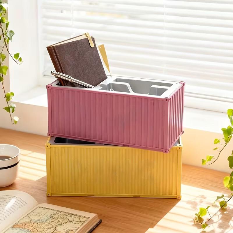 1*1:30 Scale Simulated Shipping Cargo Container Model Pen Holder Stationery Organizer Multi-purpose Storage Box Display Ornament