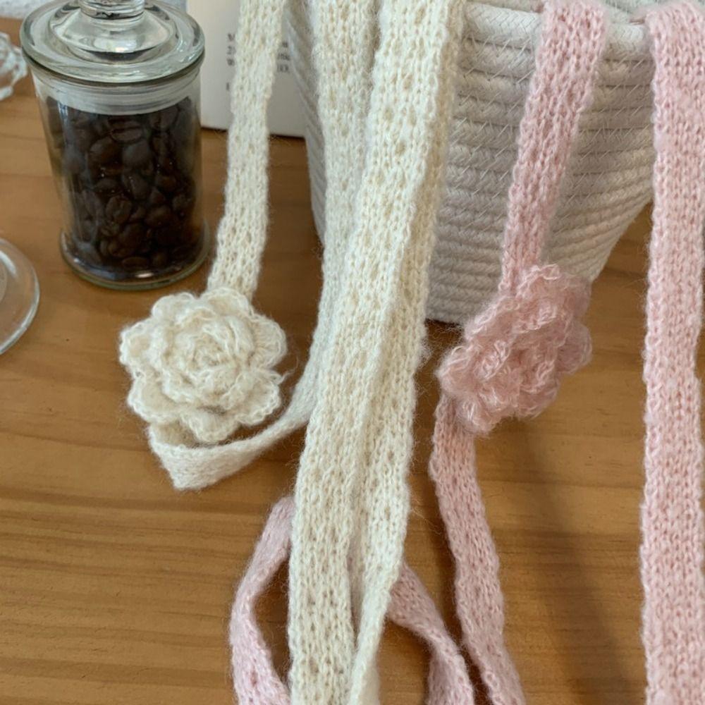 Solid Color Rose Wool Shawl Dressing Decoration Long Narrow Scarves All-match Knitted Scarf Ladies