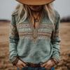 Camicetta da Donna Scollo a V Manica Lunga Vestibilità Regolare Casual Stampa Floreale Camicia Boemia