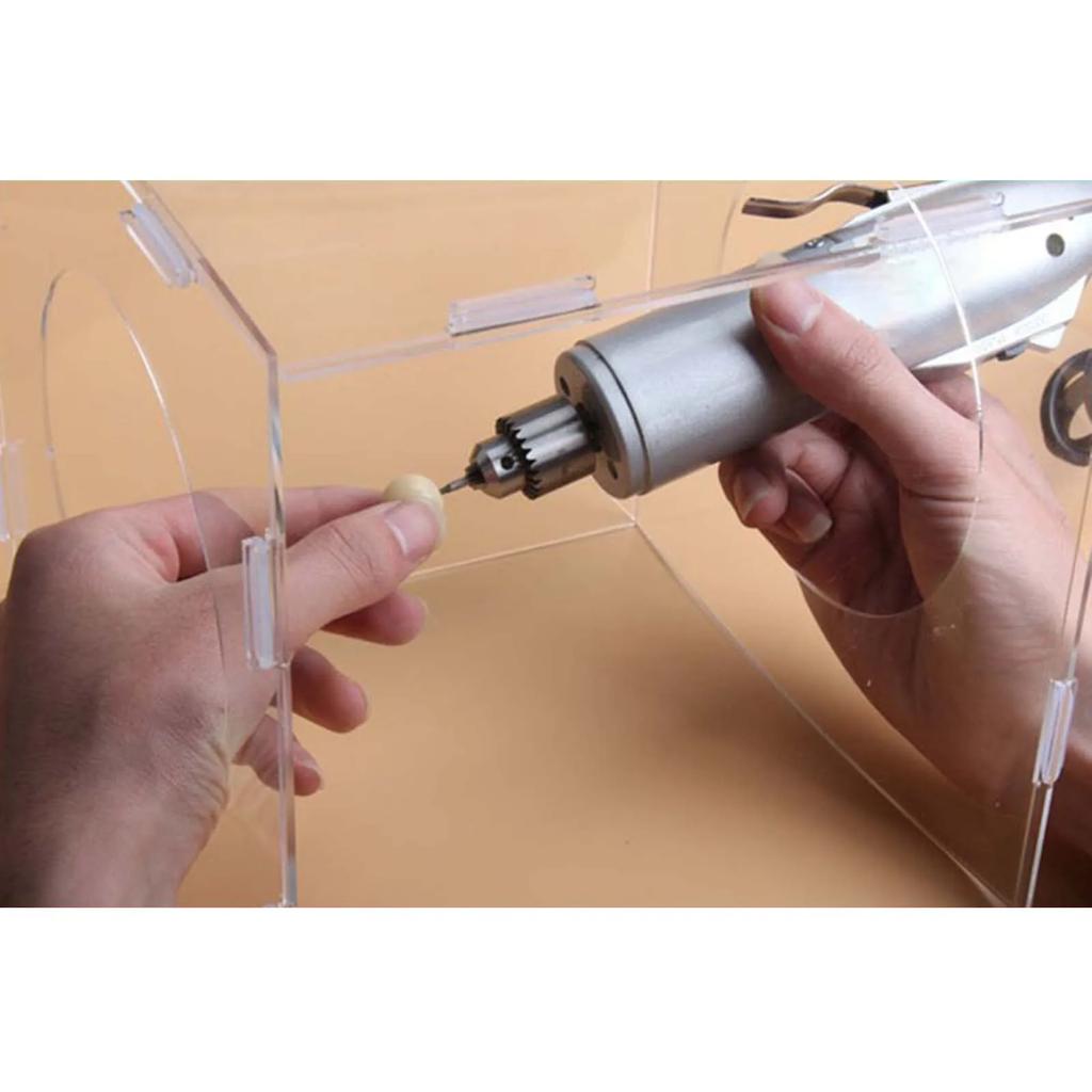Grinding Dust Box Cover Acrylic Transparent with 2 Holes Dustproof Portable Dust Cage Dust Hood for Engraving Polishing Buffing