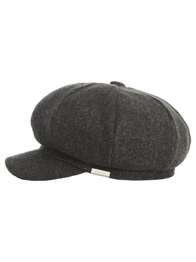 Bajal Bold Metal Tip Wool Herringbone Newsboy Cap Charcoal
