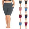 Women's Fashionable Casual Plus Size Pocketed Athletic Leggings With High Waist And Butt-Lifting Effect Cropped To Mid-Thigh Length