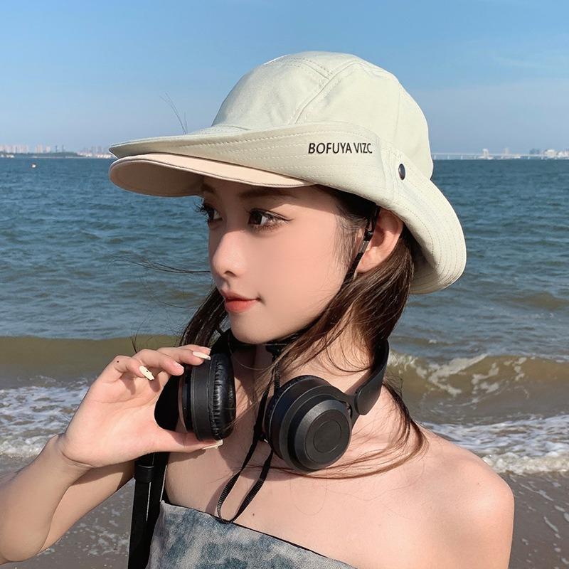Outdoor climbing hat men's spring and autumn niche design trendy brand double brim one hat two wearing sunscreen bucket hat women