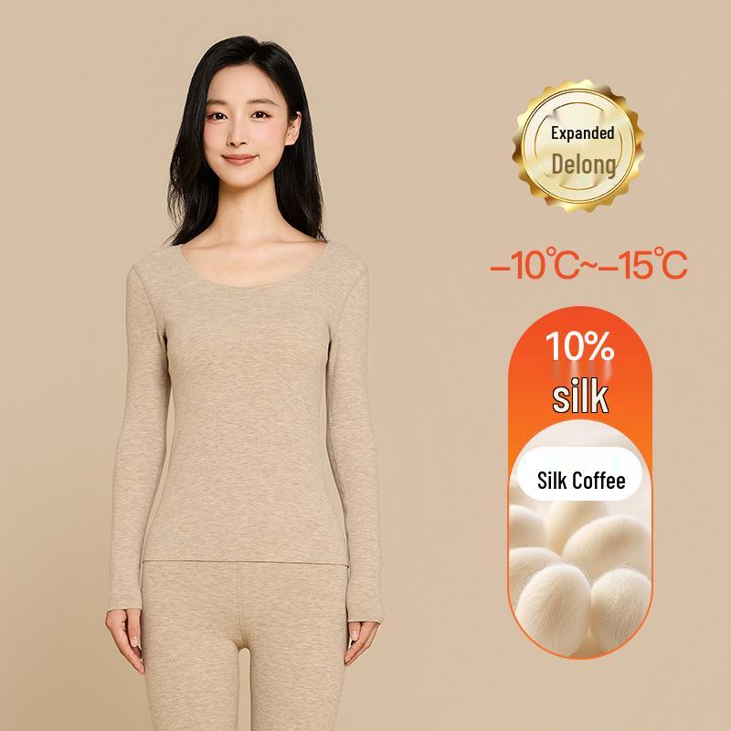 Aoweizide Velvet Silk Seamless Thermal Underwear Set for Couples - Women's Thick Warm Suit for Autumn/Winter