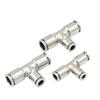 PEG Pneumatic Connector All Copper Nickel Plating Connector 4 6 8 10 12 14 16mm Trachea Quick Connect Tee Hose Metal Connector