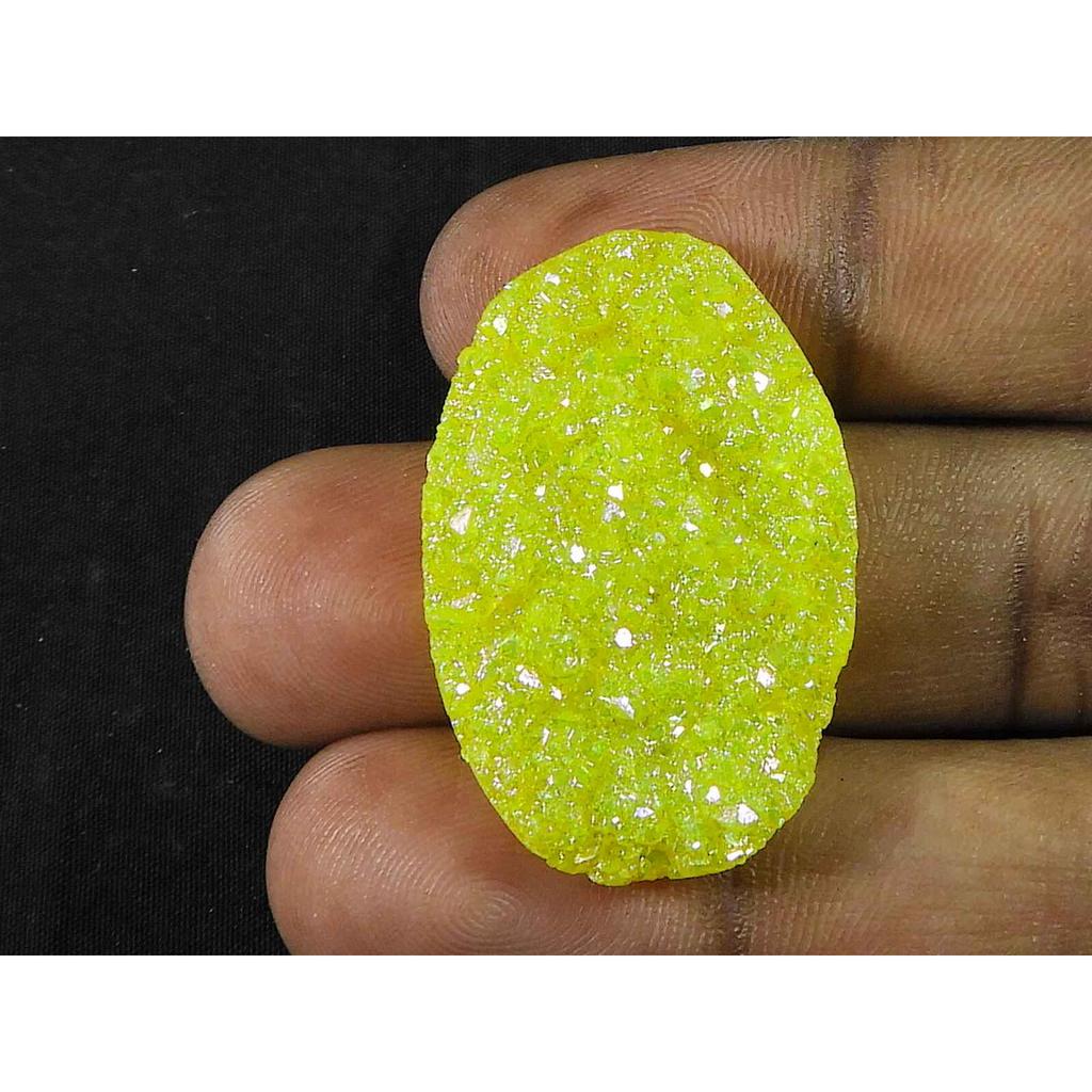 23X35X05MM Yellow Sugar Druzy Agate Oval Healing Loose Gemstone 29Cts. SK-4285
