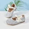 Girls' Princess Shoes Spring and Autumn New Children's Bowknot Flat Leather Shoes Baby Soft Sole Shiny Crystal Shoes