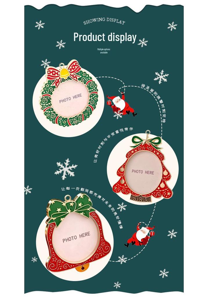 Metal Christmas Wreath Photo Frame Alloy Pendant Tree Decoration