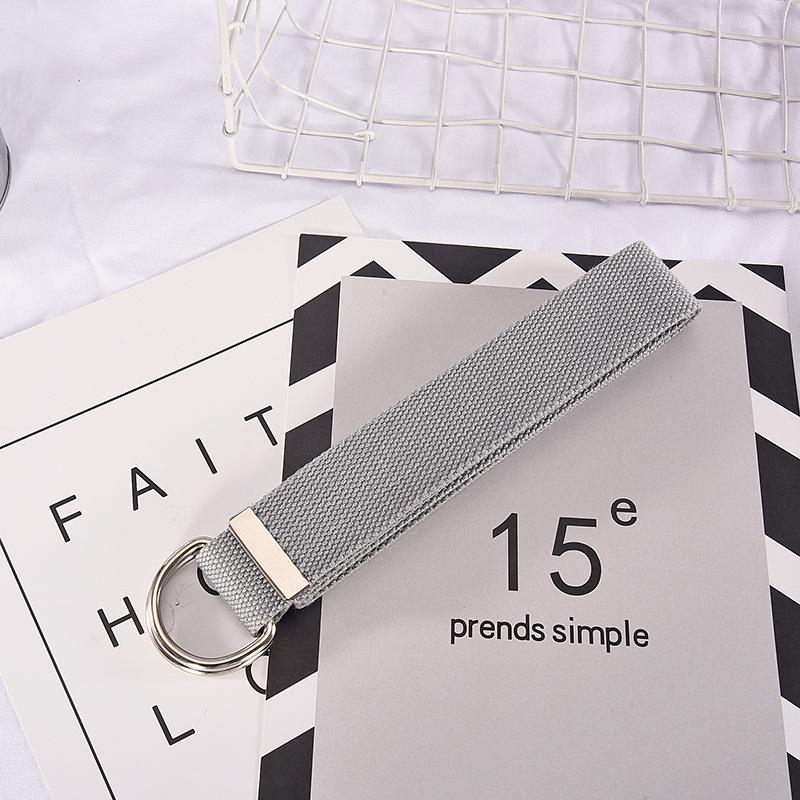 

Ремень унисекс из холщовой ткани с двумя кольцами для молодежи - стильный, универсальный и модный однотонный аксессуар 110cm x 3.0cm серый