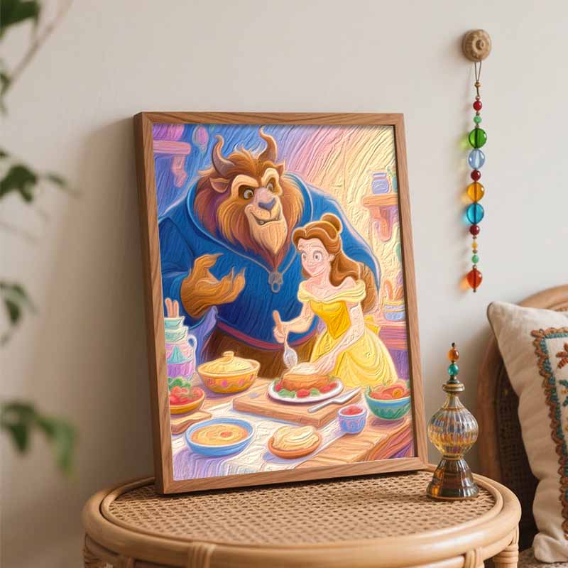 Disney Beauty and the Beast Oil Paint by Numbers Painting Kit Handmade Diy Home Decoration Gift