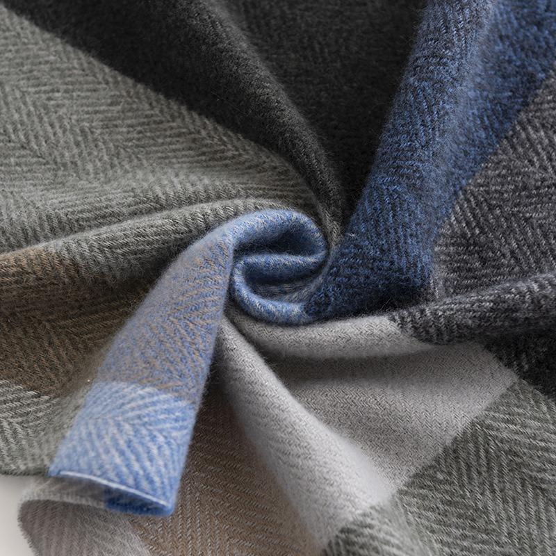 Winter New Rhombus Pattern Men's Imitation Cashmere Scarf Fashionable Commuting Cold Neck Protection Scarf Warm Shawl