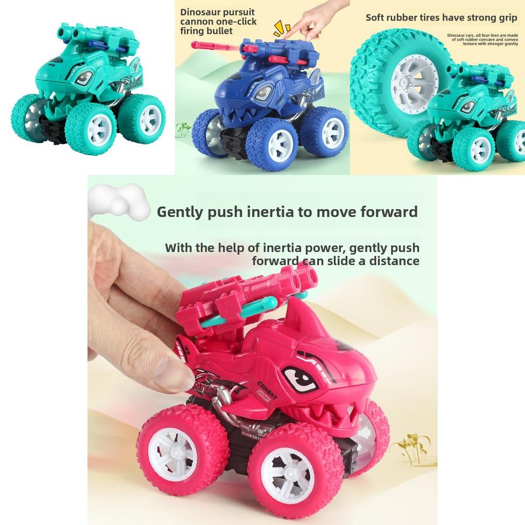 Childrens Dinosaur Inertia Double Launch Toy Car For Sensory And Motor Skills Development