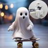 Halloween Ghost Statues Resin Skateboard Ghost Figurines Spooky Sculpture Home Desktop Decoration