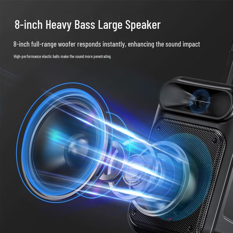 Aigo Tragbarer Outdoor Bluetooth Karaoke-Rollwagenlautsprecher CN-Stecker (Adapter enthalten) (CN-Version)
