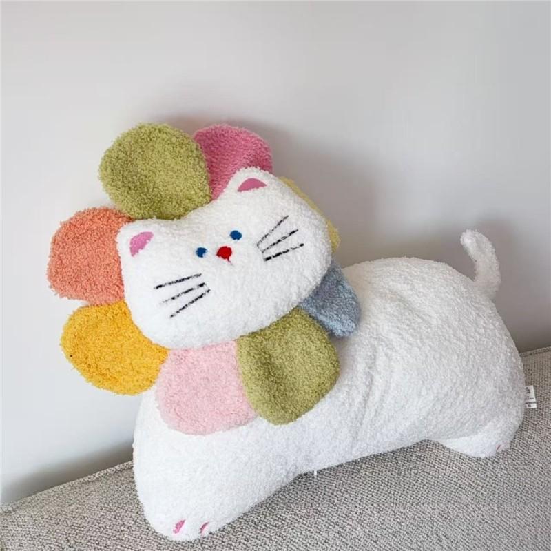 Cute Cat Embroidered Plush Cushion For Sofa Lounge Decor Girls Gift