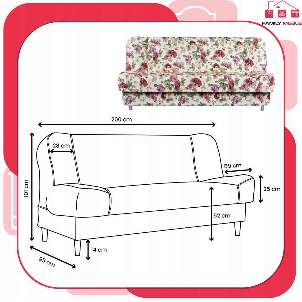 Divano letto Sara Print divano letto pieghevole bonell letto Family mobili