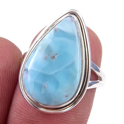 Natural Republic Larimar Gemstone 925 Solid Sterling Silver Gift Ring S.6 G2e26