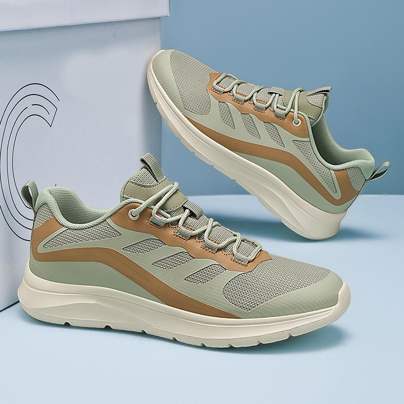 New Versatile Fly-woven Men's Shoes Spring Breathable Mesh Sports Running Shoes Men's Casual Coconut Shoes