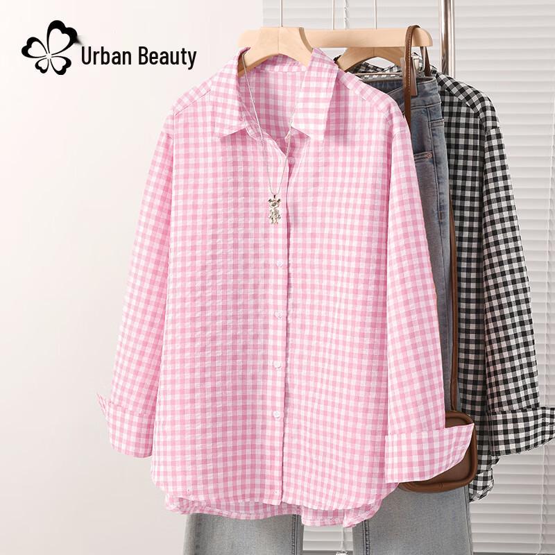 

Women s Lightweight Plaid Button-Up Shirt S