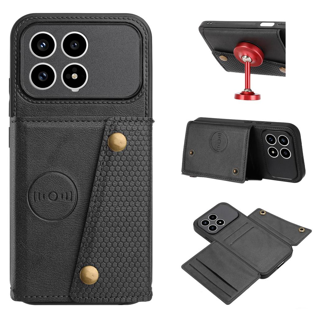 Phone Case For Xiaomi Poco F8 Pro / Redmi K90 5G with Card Slots Kickstand Leather + TPU Phone Cover