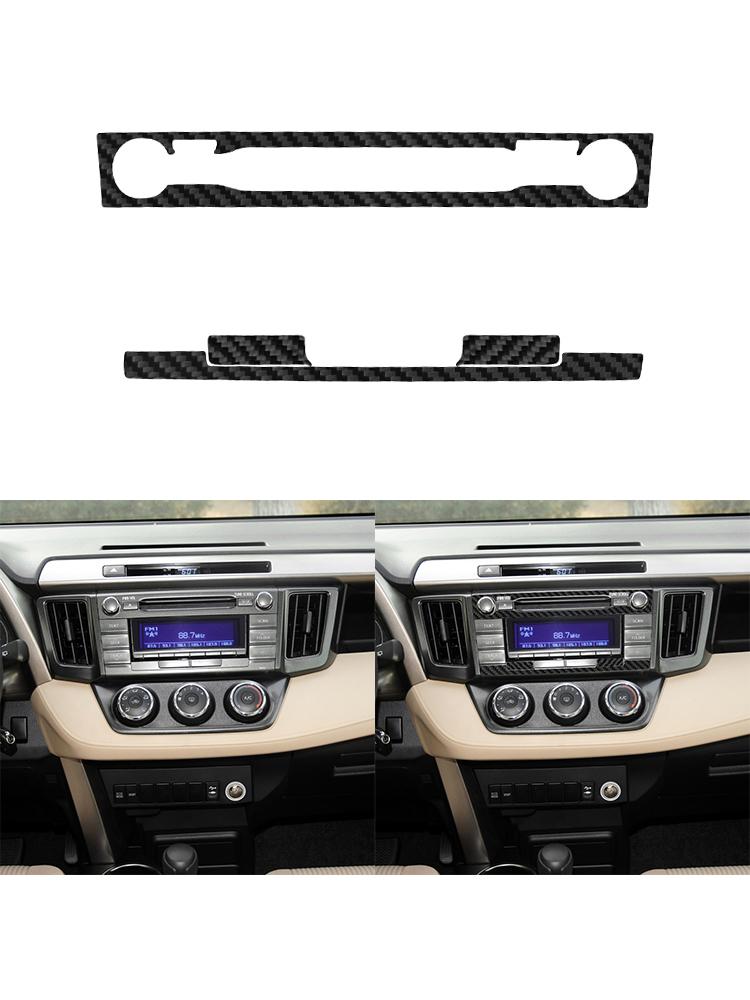 Black For Toyota RAV4 2013-2015 Car Interior Button Panel Decoration Protection Carbon Fiber Sticker Auto Styling Accessories