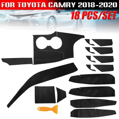3D-Auto-Innendekor-Kits in Kohlefaseroptik Zierleistenaufkleber für Toyota Camry 2018-2020