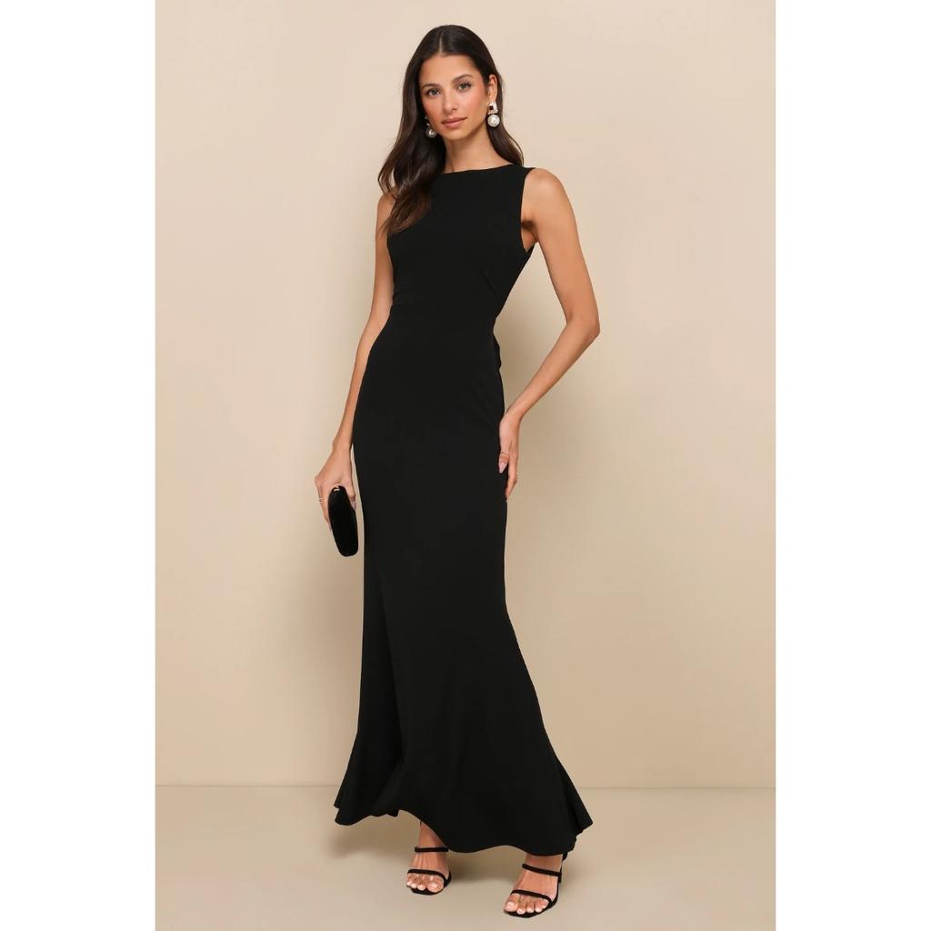 Women's Summer Maxi Dress, Sexy Backless Sleeveless Twist Knot, Slim Fit Streetwear, Solid Party Dress