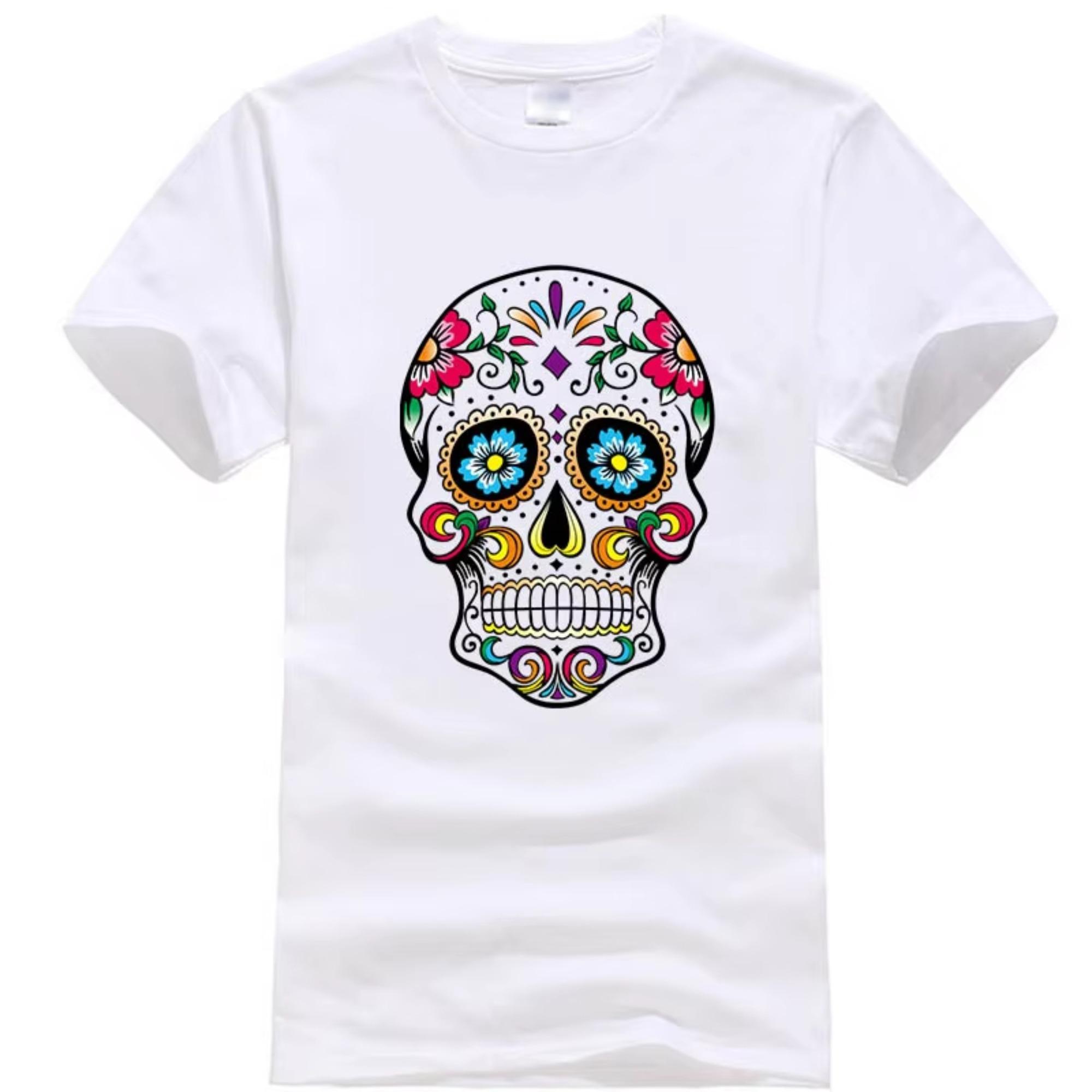 Men s T-shirt High Quality Cotton Street Style Loose Cool Skull Printed Summer Men t shirt Casual Breathable Cotton Tee 4XL