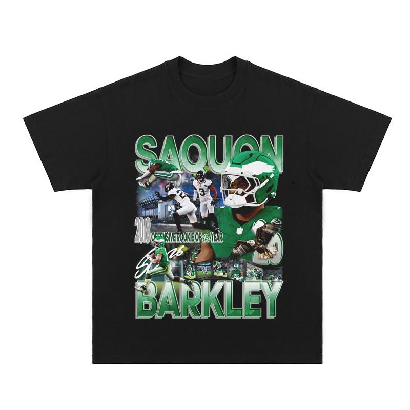 NFL Football Saquon Barkley American Small Neckline Short-sleeved T-shirt High Quality Luxury Brand Selling Popular Style