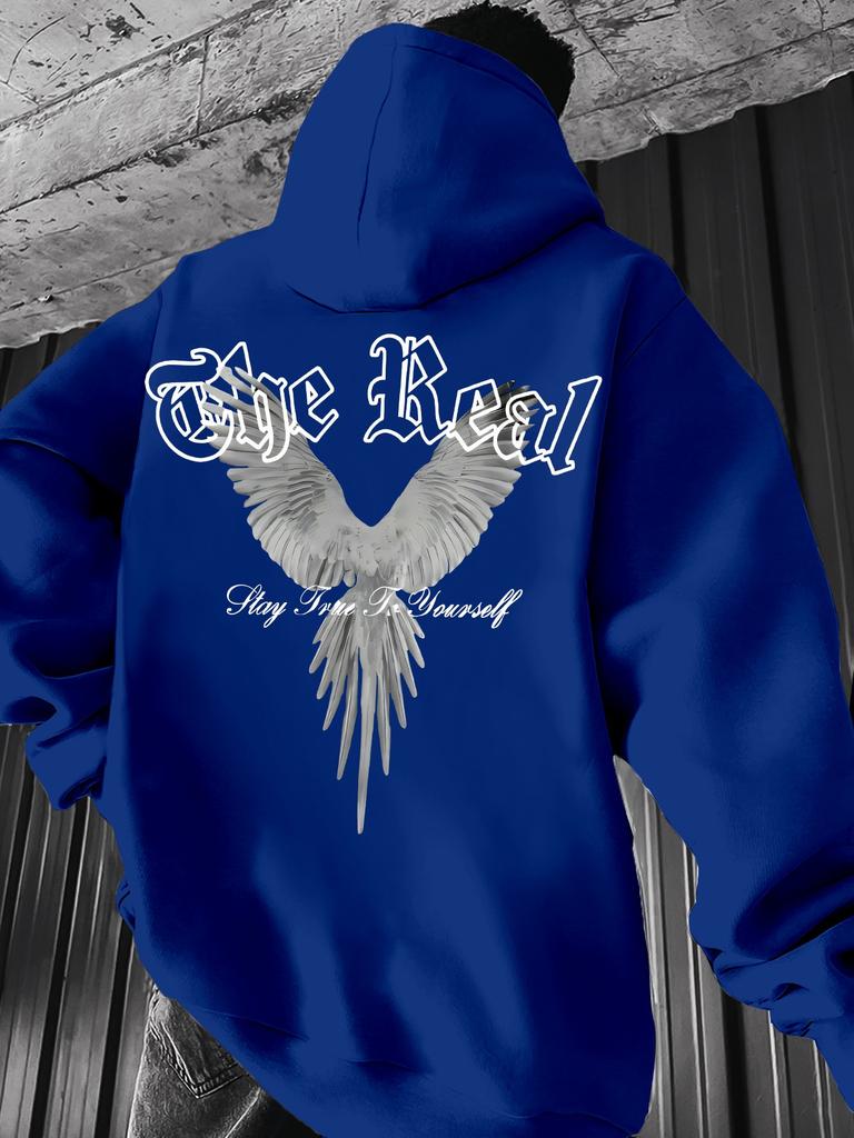 Printed Men's Drawstring Sweatshirt with Kangaroo Pocket Hooded Pullover Sweatshirt