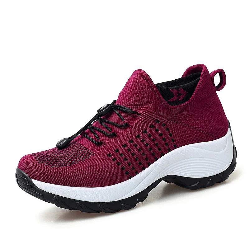 Fashion Outdoor Women Walking Sneakers Fashion Jogging Sock Shoes Youth Girls Trainers Breathable Ladies Platform Non-Slip Light Loafers
