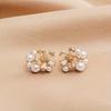 Stylish And Versatile Five-Petal Flower Stud Earrings, Small And Easy Imitation Pearl Earrings