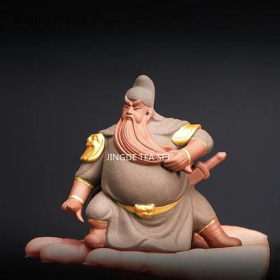 Creativo Cinese Sabbia Viola Dio Marziale della Ricchezza Guan Gong Tè Decorazione Preferita Tavolino da Tè Kung Fu Regalo per Cerimonia del Tè